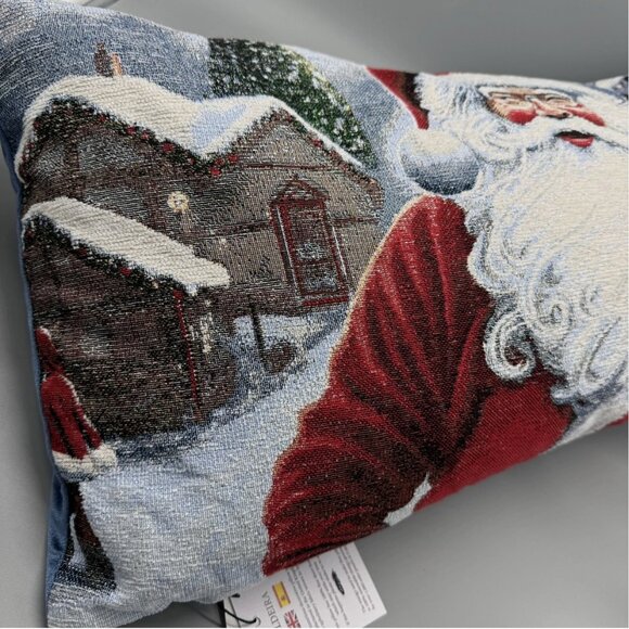 Caldeira Christmas Santa Claus Holiday Village Decorative Pillow Tapestry 14x26 - Picture 5 of 12